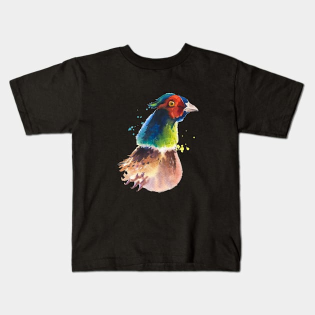 pheasant head - birds of a feather Kids T-Shirt by Art by Ergate